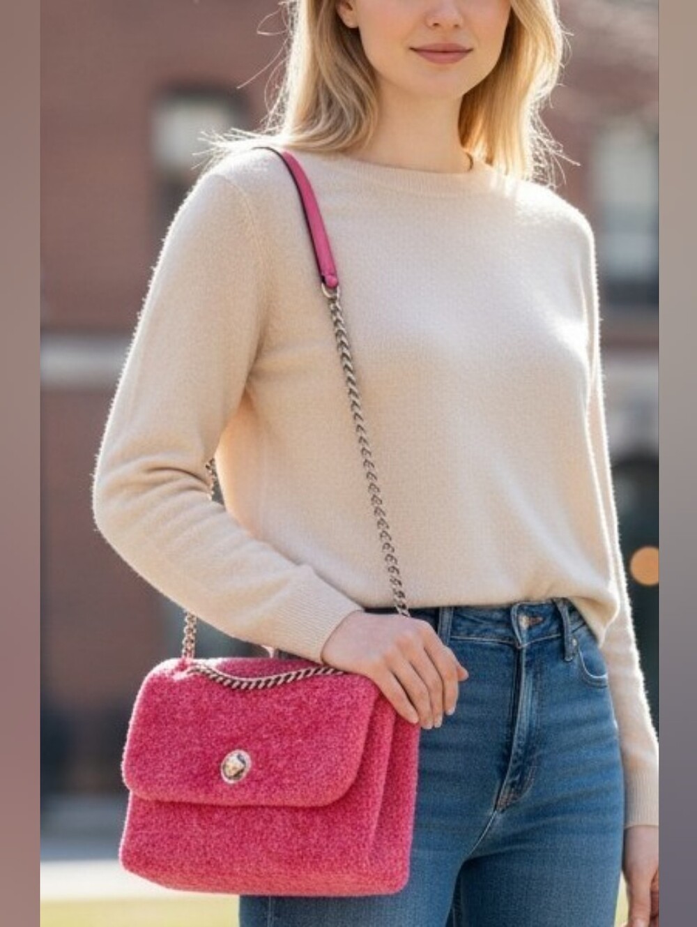 NWT Kate Spade Natalia Small pink Faux Fur Crossbody Bag Purse